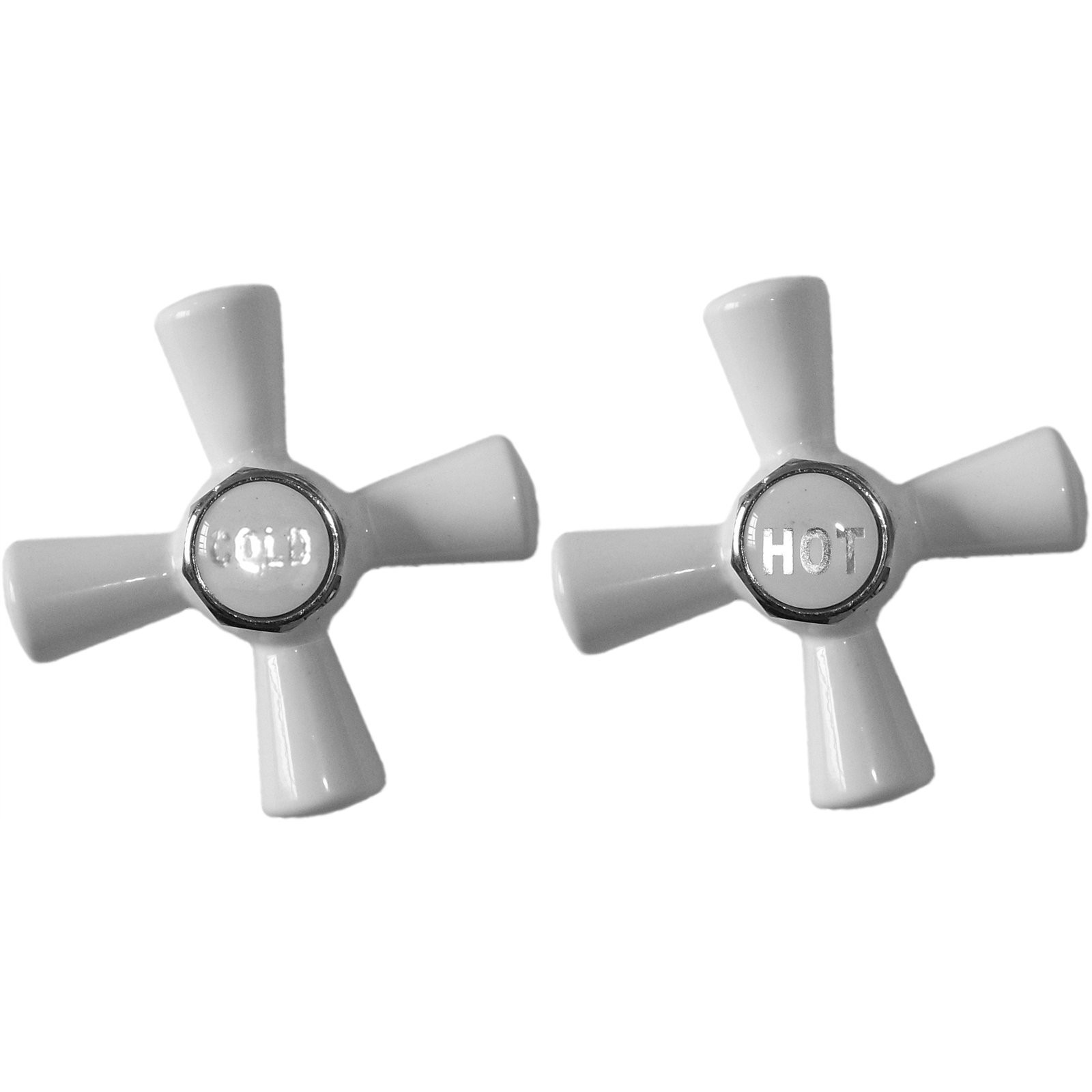 Shaw & Mason White Easy Clean Cross Tap Handles - Pair
