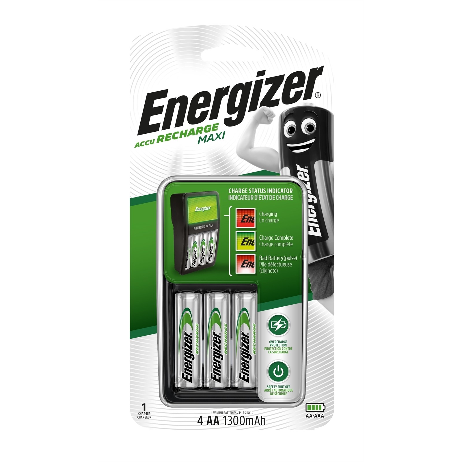 Energizer Recharge Maxi 1.2V AA Battery - 4 pieces Car Charger