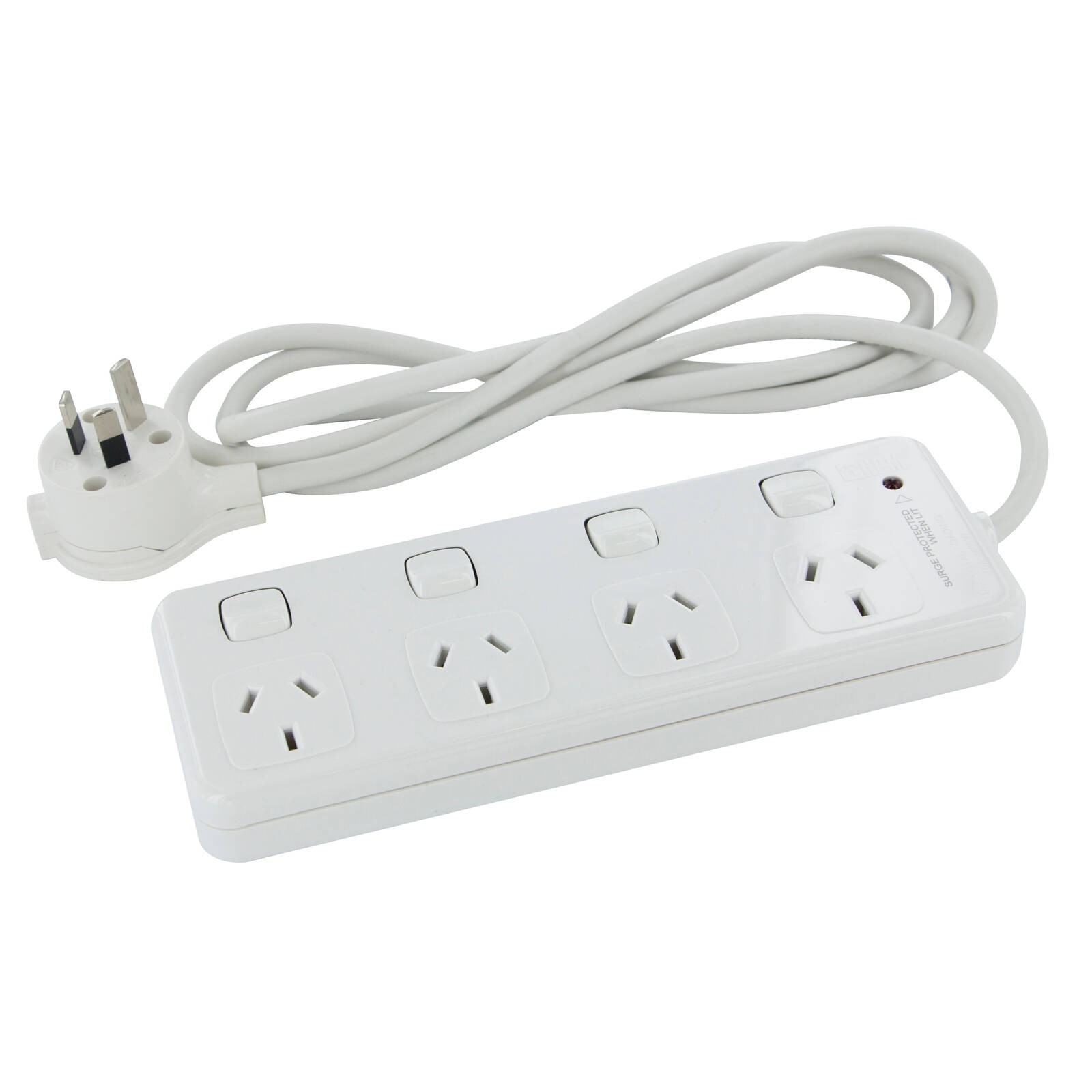HPM 10 Amp 4 Outlet Surge Protected Powerboard Workshop Tool